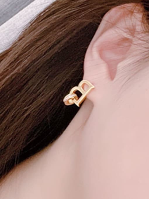 Clioro Brass Cubic Zirconia Letter Minimalist Stud Earring 1
