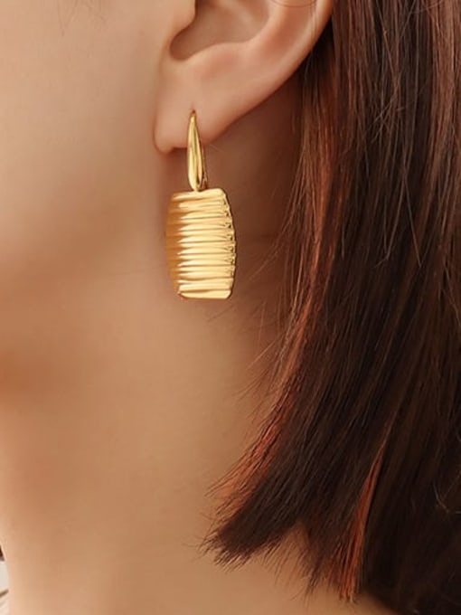 F268 Gold Earrings Titanium Steel Geometric Vintage Huggie Earring