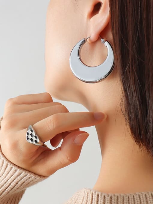 F231 4cm Steel Earrings pair Titanium Steel Geometric U Shape Minimalist Huggie Earring