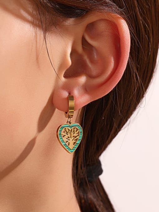 J$L  Steel Jewelry Stainless steel Enamel Heart Minimalist Huggie Earring 1