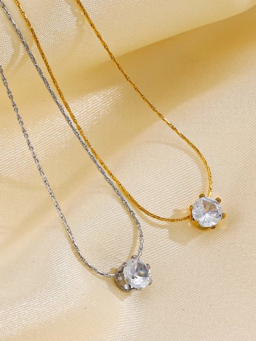 J$L  Steel Jewelry Stainless steel Cubic Zirconia Geometric Minimalist Necklace 1