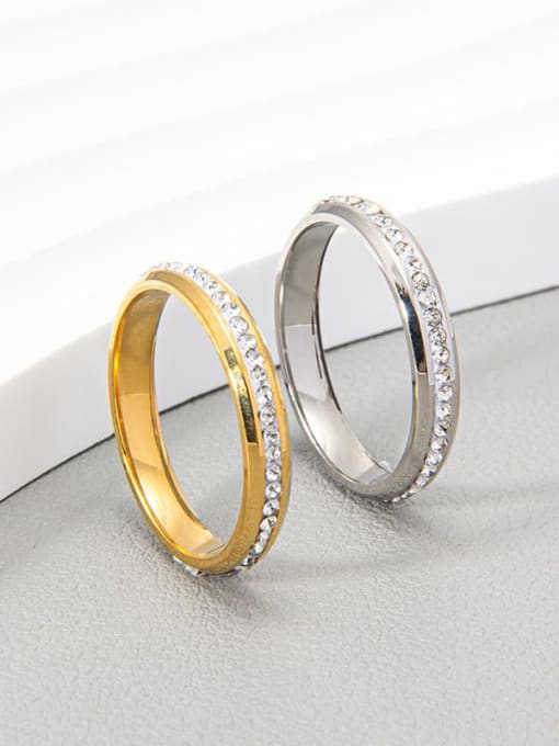 SM-Men's Jewelry Stainless steel Rhinestone Round Minimalist Band Ring 2