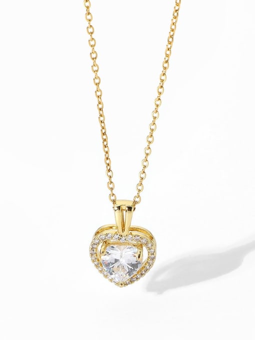 J&D Stainless steel Cubic Zirconia Heart Trend Necklace 0