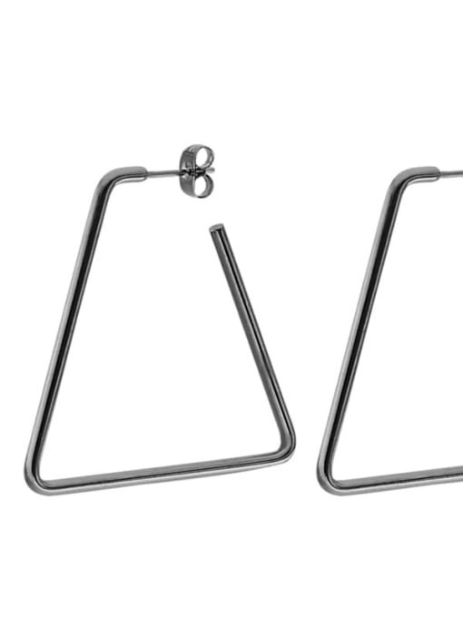 Trapezoidal black (40mm pair) Titanium Steel Geometric Minimalist Huggie Earring