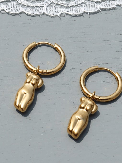 f422 gold body Titanium 316L Stainless Steel Irregular Vintage Huggie Earring with e-coated waterproof