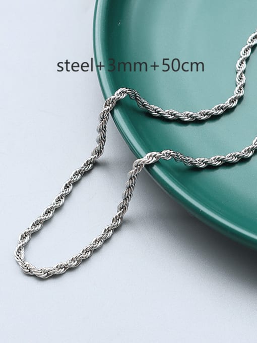 ① steel+3mm +50cm Titanium 316L Stainless Steel Minimalist  Chain with e-coated waterproof
