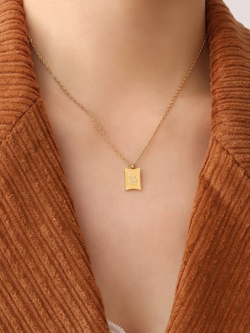 P716 gold square brand Necklace 40 5cm Titanium Steel Geometric Minimalist Necklace