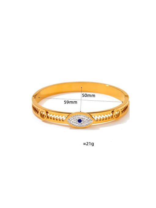 Clioro Stainless steel Cubic Zirconia Evil Eye Trend Band Bangle 2