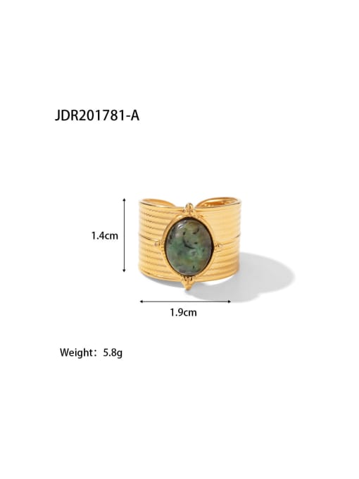 J&D Stainless steel Natural Stone Geometric Trend Band Ring 2