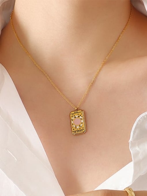 P246 sun gold necklace 40 +5cm Titanium Steel Enamel Geometric Vintage Necklace
