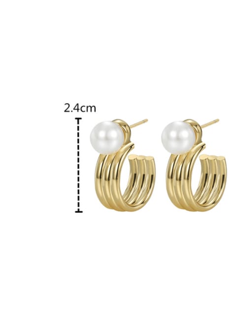 Clioro Brass Imitation Pearl Geometric Vintage Stud Earring 3