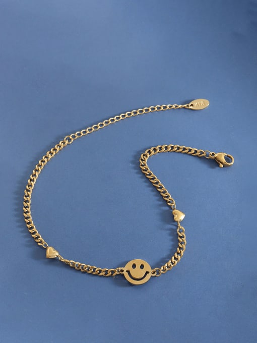 MAKA Titanium Steel Smiley Minimalist Link Bracelet 2