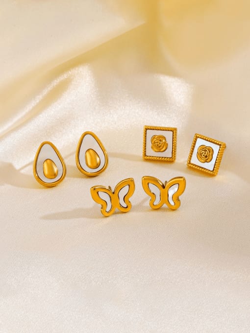 J$L  Steel Jewelry Titanium Steel Shell Butterfly Minimalist Stud Earring 0