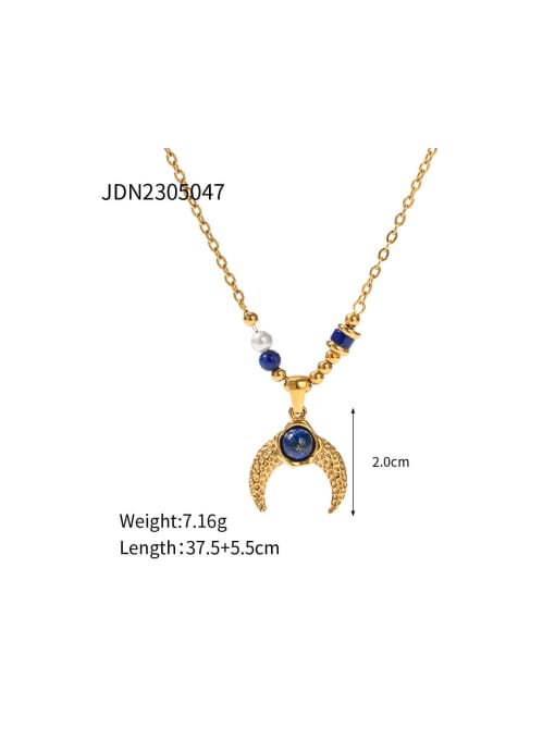 J&D Stainless steel Natural Stone Moon Trend Necklace 2