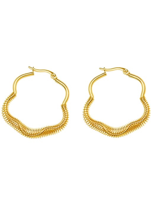 F280 gold earrings 3.5cm Titanium Steel Geometric Vintage Huggie Earring