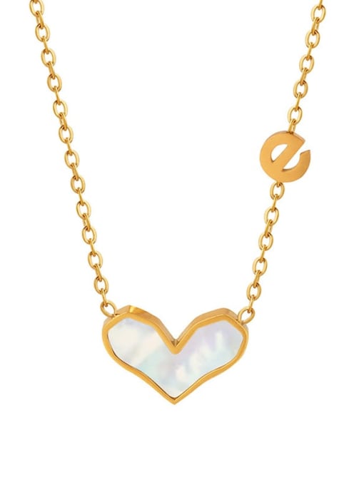 XL254 White Shell One Heart One Gold Titanium Steel Shell Letter Minimalist Necklace