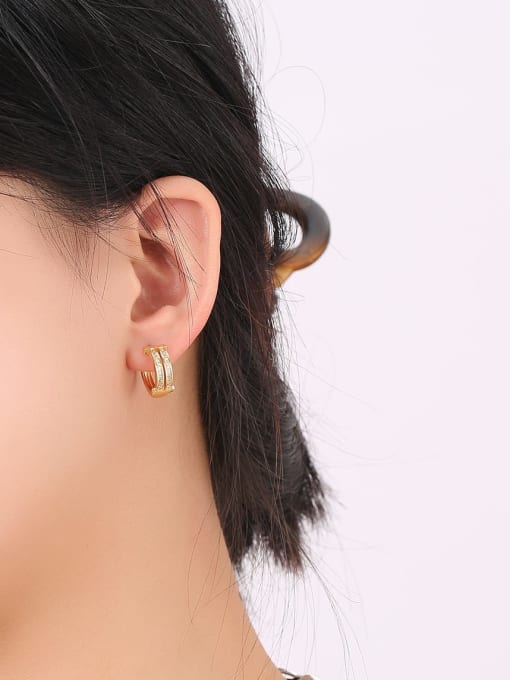 Clioro Brass Cubic Zirconia Geometric Dainty Stud Earring 1