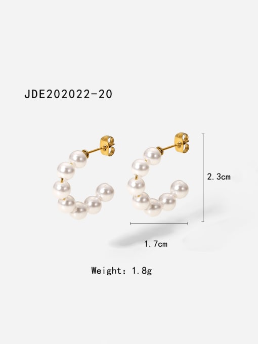 J&D Stainless steel Imitation Pearl Geometric Minimalist Stud Earring 1