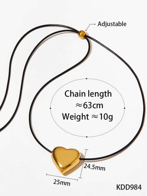 KDD984 Stainless steel Microfiber Leather Heart Trend Necklace