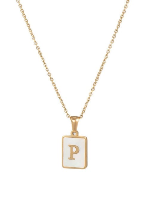 JDN201003 P Stainless steel Shell Message Trend Initials Necklace