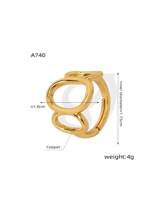 MAKA Brass Geometric Trend Band Ring 3