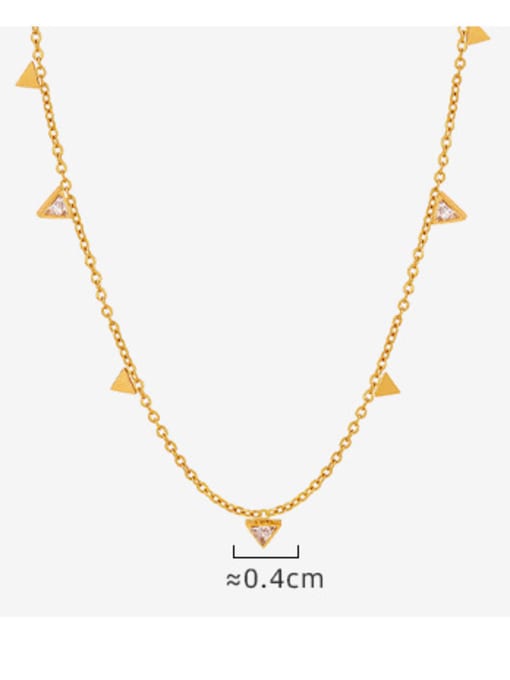 P1633 gold  40+5cm Titanium Steel Cubic Zirconia Geometric Dainty Necklace