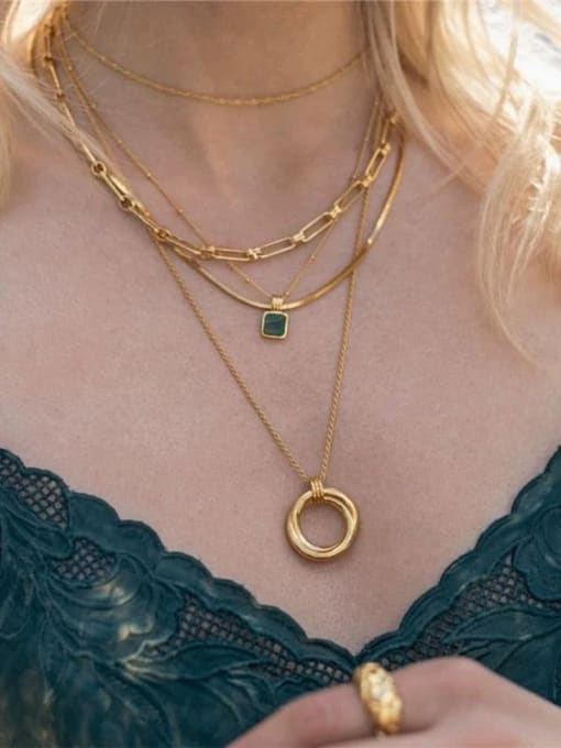 YAYACH Double ring winding circle pendant personalized fashion titanium steel necklace 1