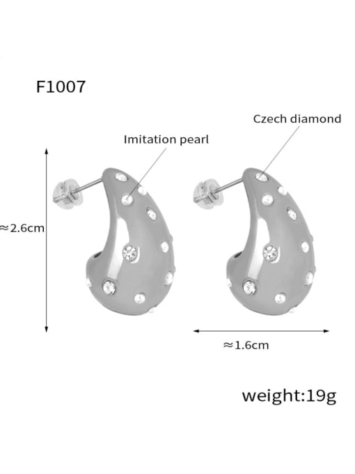 F1007,Pearl Steel Earring Titanium Steel Drop Metal Earring with 6 styles