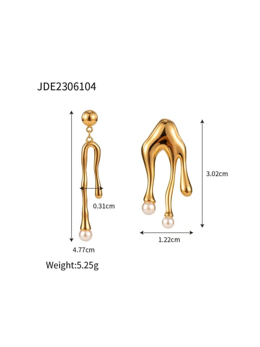 J&D Stainless steel Imitation Pearl Geometric Trend Stud Earring 3