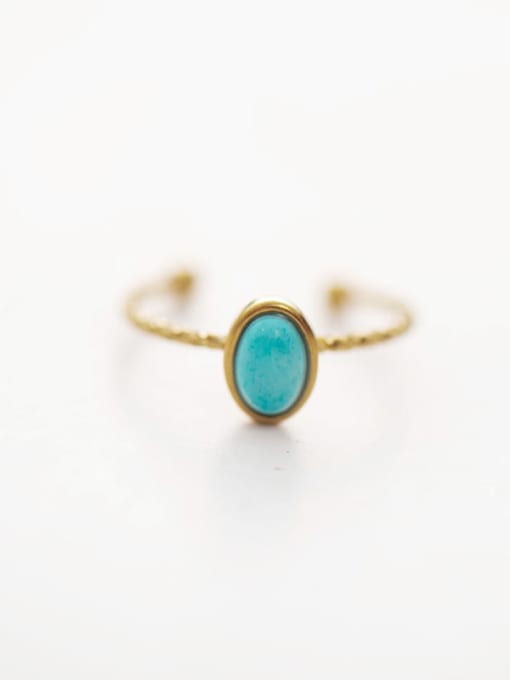 YAYACH stainless steel retro Turquoise personalized open ring 1