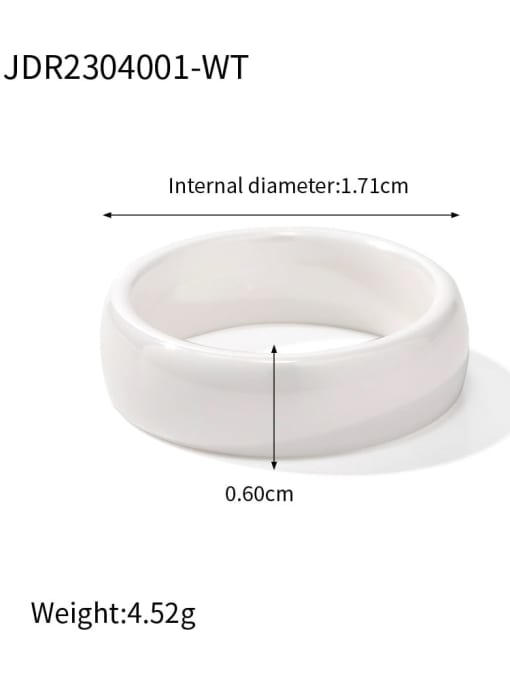 JDR2304001 WT Stainless steel Porcelain Geometric Minimalist Band Ring