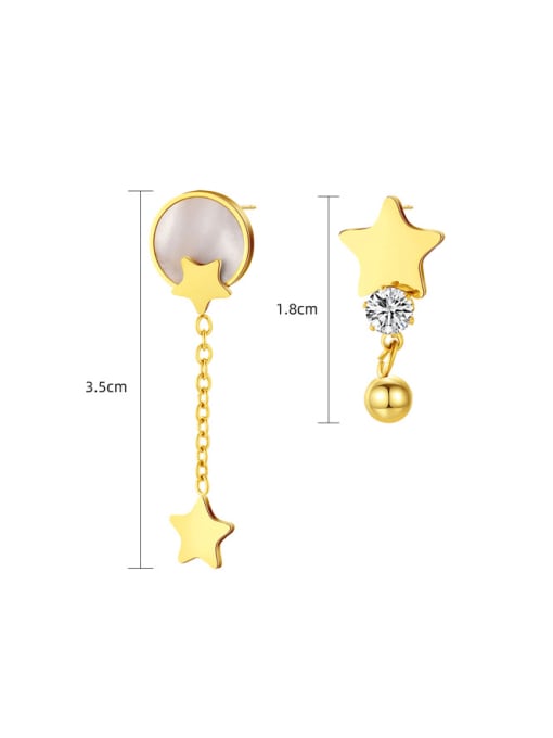 YAYACH Titanium Steel Imitation Pearl Asymmetrical Pentagram Tassel  Minimalist Drop Earring 2