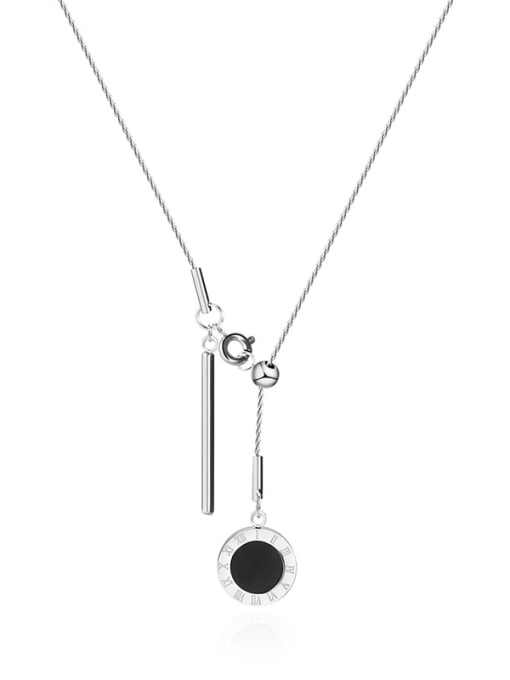 SN21100701S Titanium Steel Acrylic Geometric Vintage Tassel Necklace