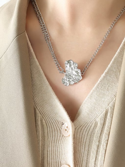 P1412 Steel necklace 40 +5cm Titanium Steel Heart Vintage Asymmetrical Chain Necklace