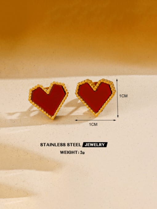 J$L  Steel Jewelry Stainless steel Enamel Heart Minimalist Stud Earring 1