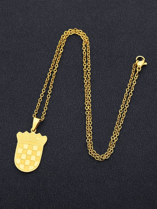 SONYA-Map Jewelry Stainless steel Medallion Ethnic Croatian badge pendant Necklace