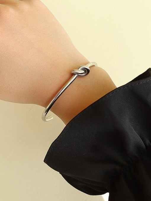MAKA Titanium 316L Stainless Steel Bowknot Vintage Cuff Bangle with e-coated waterproof 2