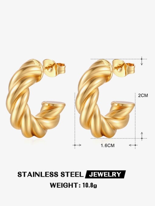 Gold ZN427G Stainless steel Geometric Hip Hop Stud Earring