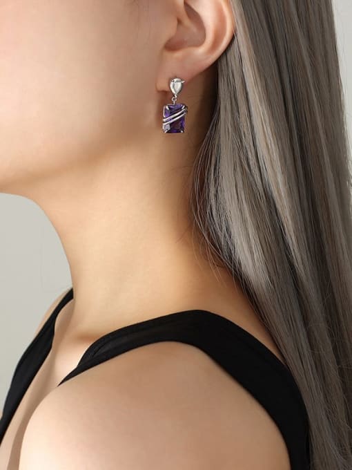 F168 Steel Earrings Titanium Steel Purple Geometric Dainty Stud Earring