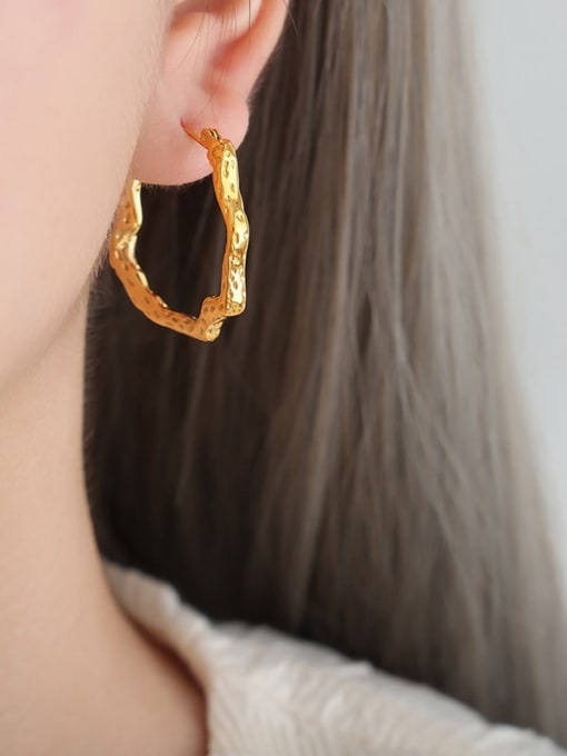 F922 Gold Earrings Titanium Steel Geometric Trend Hoop Earring