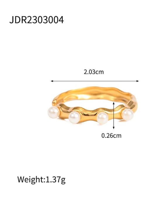 JDR2303004 Stainless steel Imitation Pearl Geometric Dainty Band Ring
