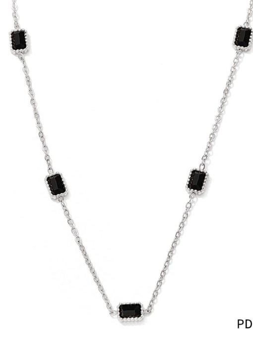 Necklace PDD096 Trend Geometric Stainless steel Cubic Zirconia Bracelet and Necklace Set