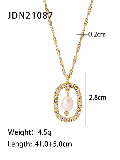 JDN21087 Stainless steel Cubic Zirconia Geometric Dainty Necklace