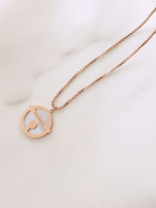 Rose Gold Large 2cm Titanium 316L Stainless Steel Shell Round Minimalist Necklace with e-coated waterproof