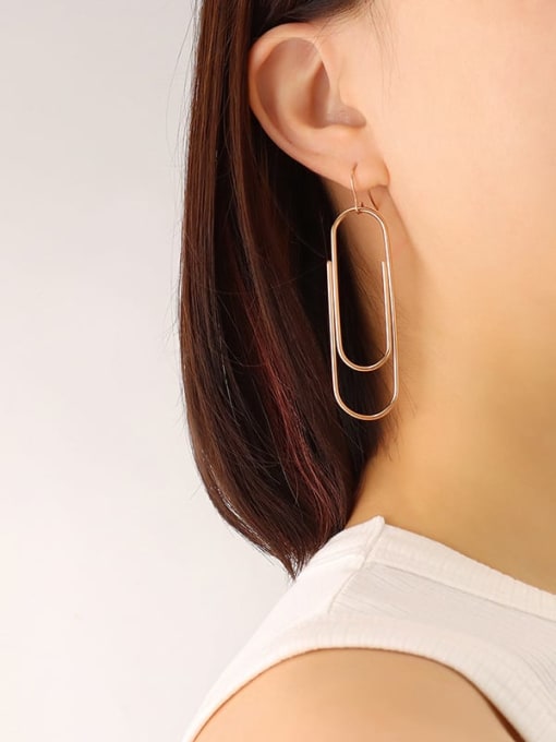 F208 Rose Gold Earrings Titanium Steel Geometric Minimalist Hook Earring