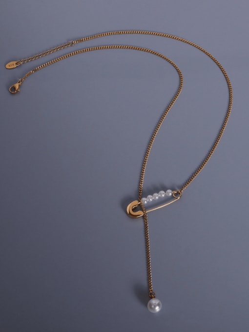 MAKA Titanium 316L Stainless Steel Geometric Vintage Lariat Necklace with e-coated waterproof 2