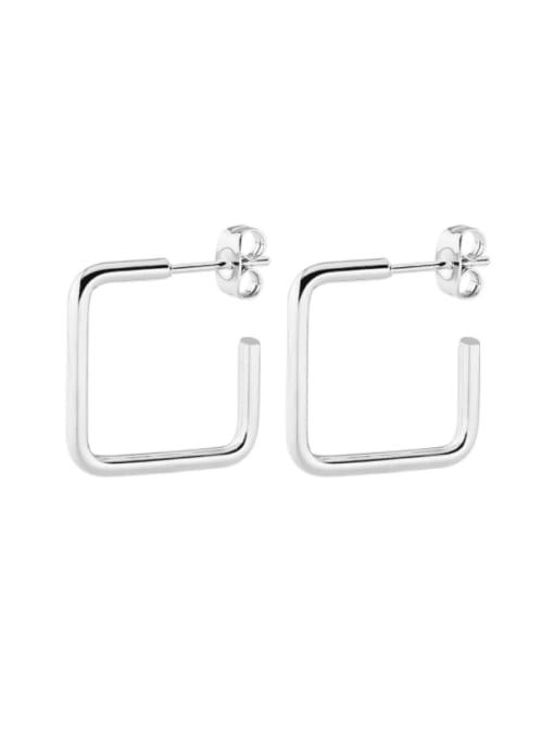 Square steel color (20mm pair) Titanium Steel Geometric Minimalist Huggie Earring