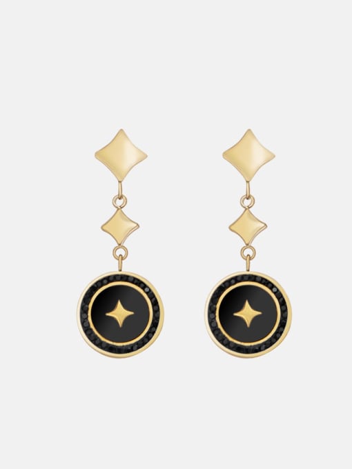 Black Acrylic women's Baroque zircon star titanium steel earrings