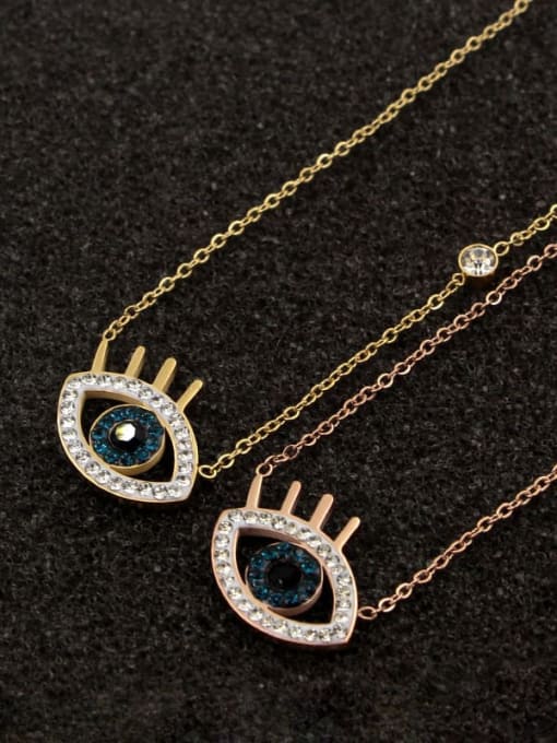 K.Love Titanium Rhinestone Evil Eye Minimalist  pendant Necklace 0