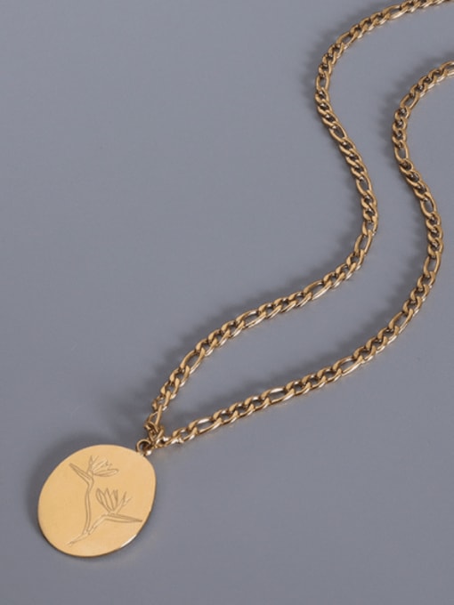 Gold Leaf Necklace 40+5cm Titanium 316L Stainless Steel Geometric Minimalist Necklace with e-coated waterproof